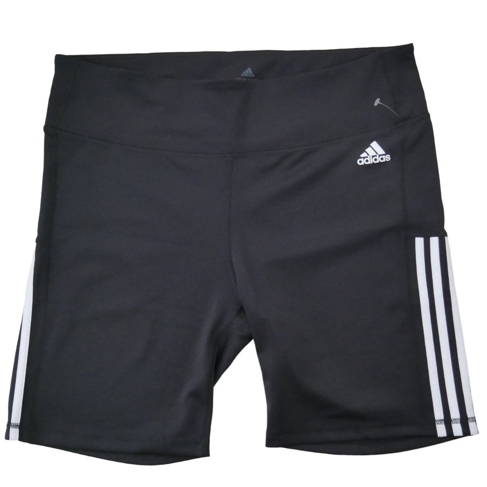 Adidas Bike Shorts Women's Size 2XL Black 3 Stripe Cycling Fitness Gym Workout - Picture 3 of 8